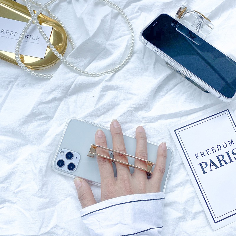 Ốp Điện Thoại Nhựa acrylic Mềm Gắn Giá Đỡ Kim Loại Sang Trọng iphone14 15pro 13 / 12 11 xsmax xr 7 / 8plus se2020 6s