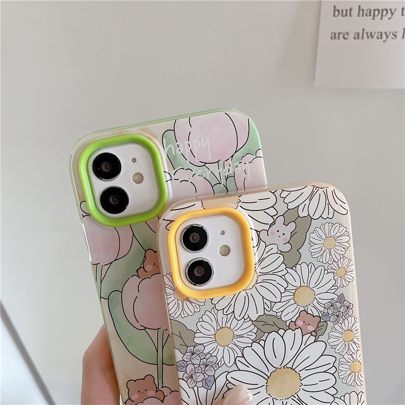 Ốp Điện Thoại Dẻo Họa Tiết Hoa 3 Trong 1 Cho iphone 13 12 Pro Max 6 6s 7 8 Plus XR XS Max 11 Pro Max