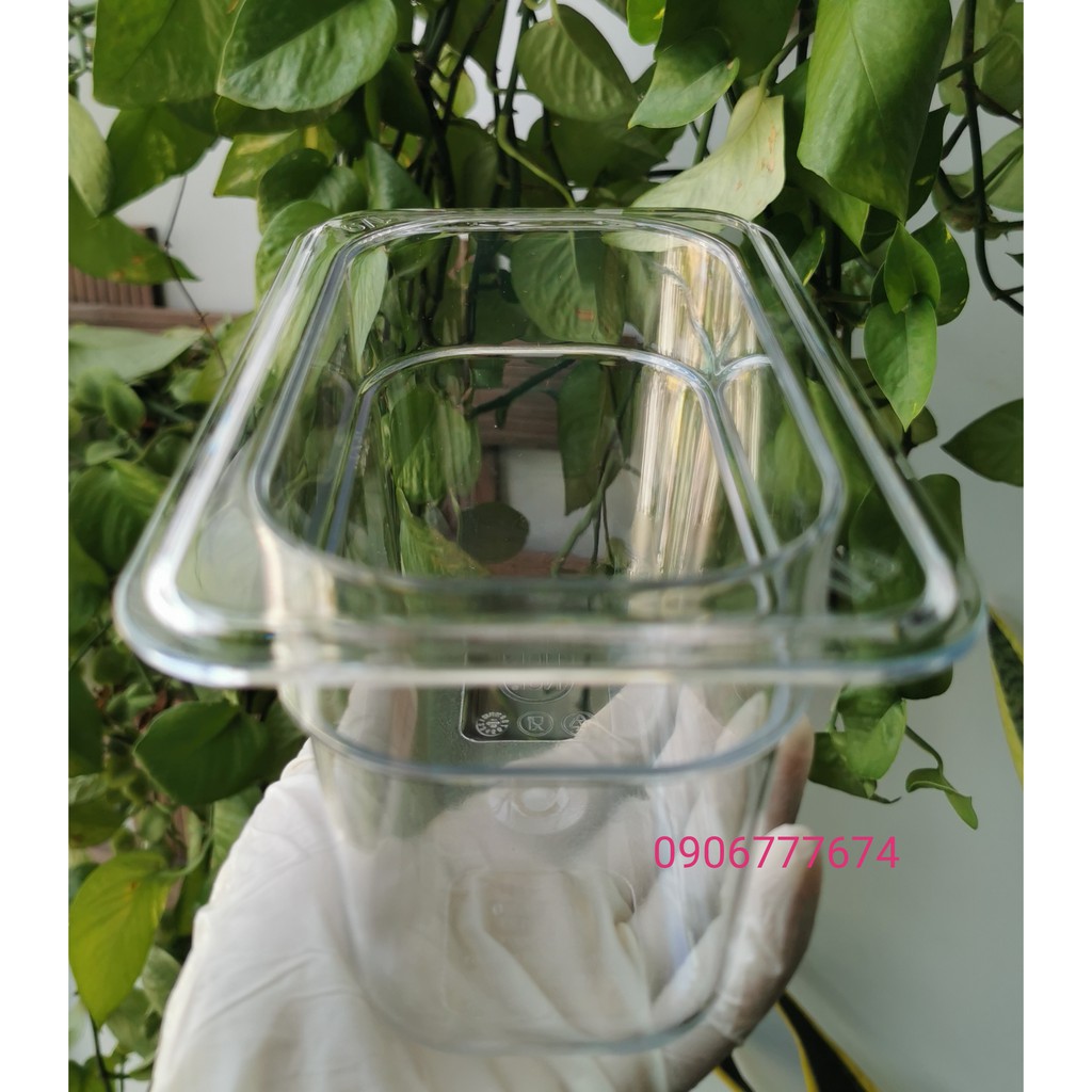 Bộ 2 khay Mika đựng topping GN 1/9 cao 10cm. Có nắp