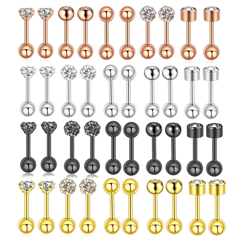 10 Chiếc Khuyên Tai Bằng Thép Không Gỉ Đính Pha Lê