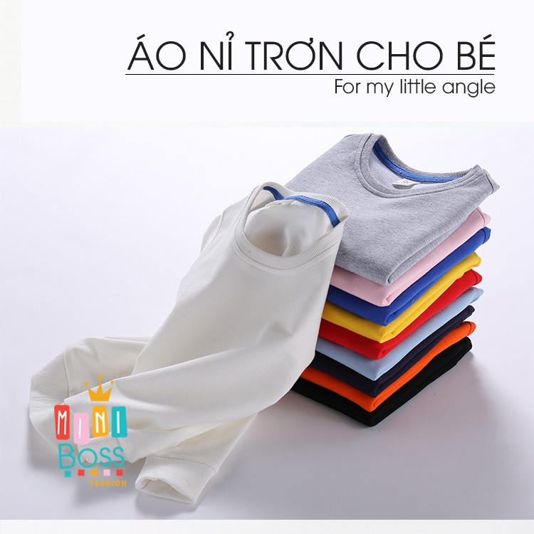 Áo nỉ da cá cho bé 10-23kg QUẢNG CHÂU | Áo dài tay trơn cotton cho bé