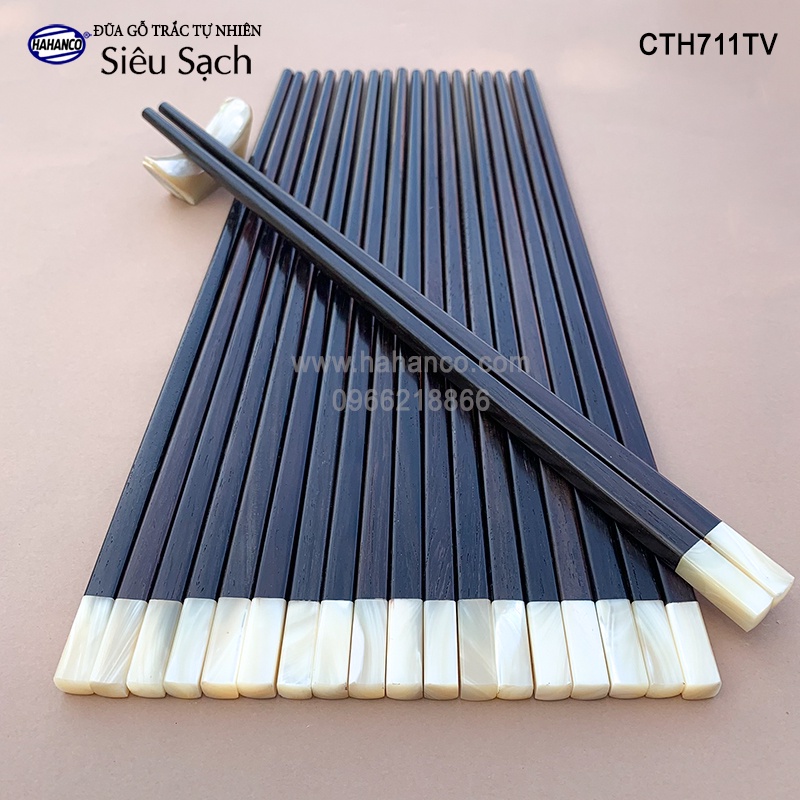 Đũa gỗ trắc vuông đầu ốc biển New Zealand - Hàng VIP (10 đôi/hộp) CTH711TV