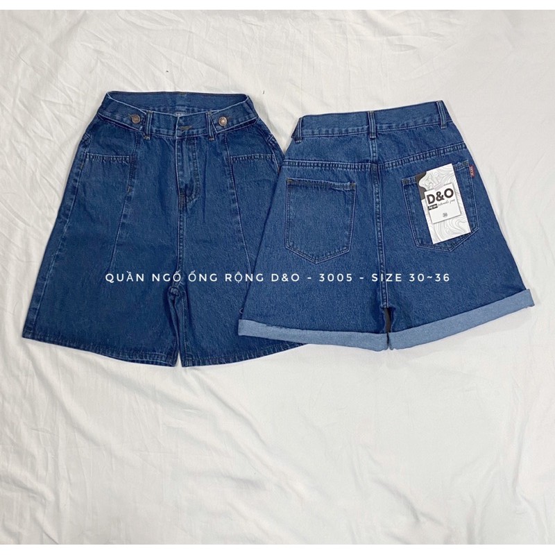 (Bigsize 30-36) Quần Ngố Cotton Ống Rộng, Quần Short Jean Lưng Cao, Không Giãn, Quần Suông Lửng Xanh Đậm Basic