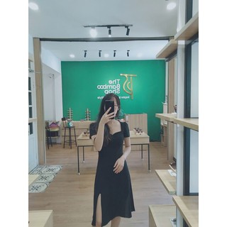 [KÈM ẢNH THẬT] Đầm xẻ tà Váy đen sang trọng