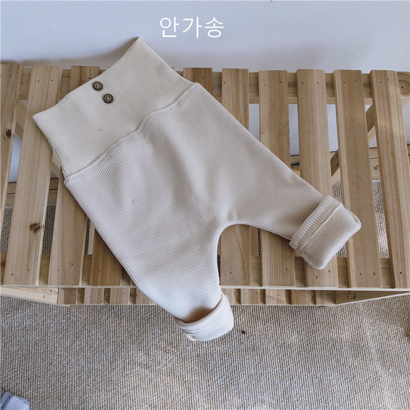 Quần Lưng Cao Chất Liệu Dày Thời Trang Kết Cấu Vải Dọc Dễ Phối Mặc Vào Mùa Đông Dành Cho Bé