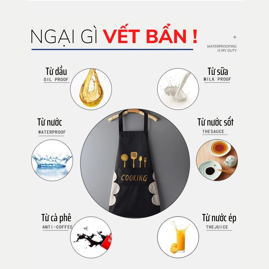 [Mã LIFEHLSALE2 giảm 10% đơn 0Đ] Tạp dề cao cấp chất liệu vải chống thấm nước, kiểu dáng hiện đại trẻ trung mã PD090