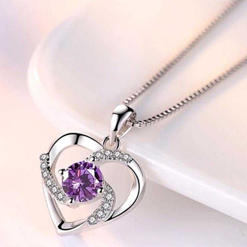 Dây Chuyền Bạc S925  Trái Tim  Kim Cương Zircon Nữ Tính Quí Phái VCBACTRAITIM03