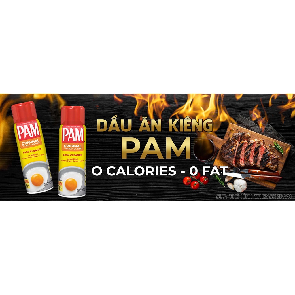 ✅ PAM 12 oz ( ~ 1200 lần xịt ) [ chai mới ] Dầu Ăn Kiêng 0 calories Dạng Xịt hạt cải Pam original 12 oz