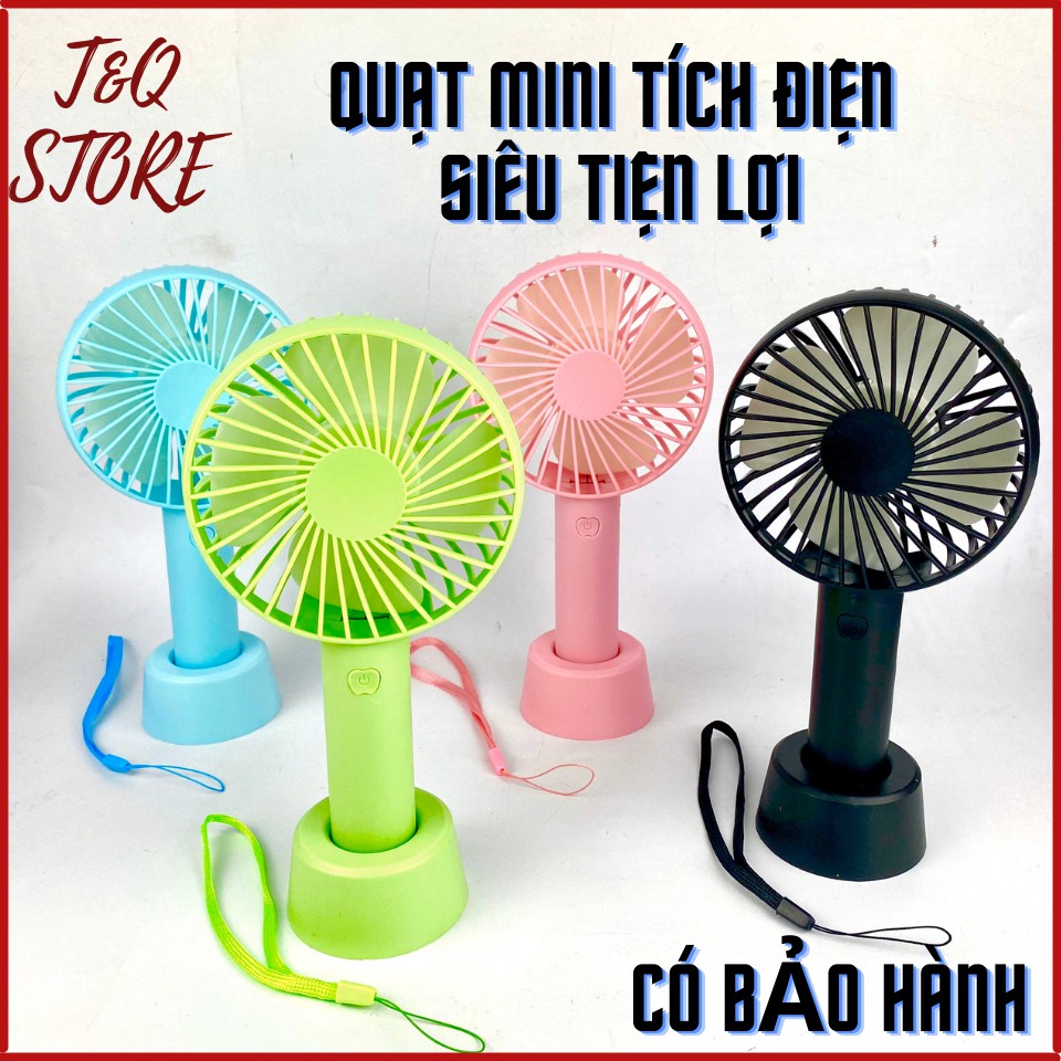 ☀[NEW] QUẠT mini TÍCH ĐIỆN CẦM TAY có đế để bàn 3 tốc độ gió N9