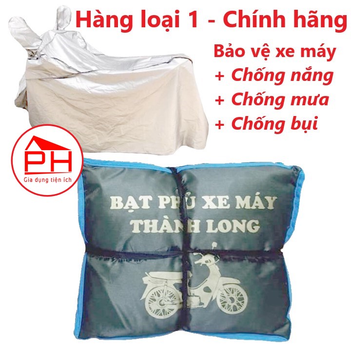 Bạt phủ xe máy Thành Long (Chính hãng - Hàng loại 1 - Loại có tai) Bạt chùm cao cấp giúp bảo vệ xe máy khỏi mưa nắng