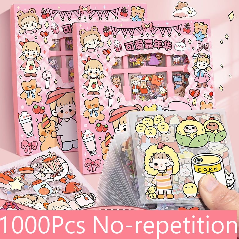 Sticker Cute  Hộp Sticker 1000 Tấm  Sticker Trẻ Em Chống Nước Nhãn Dán Dễ Thương  Sicker Cute Sticker Dán điện Thoại