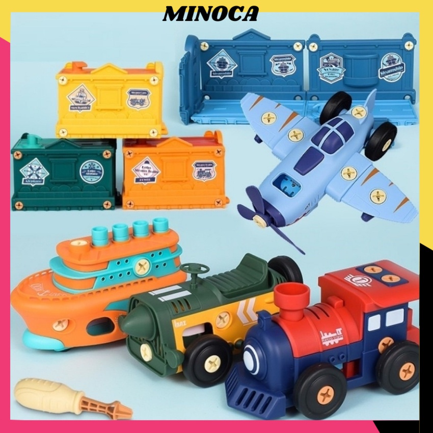 Bộ Đồ Chơi Xe Lắp Ráp Mô Hình Trí Tuệ Xe Ô Tô Tàu Lửa, Máy Bay, Tàu Thủy