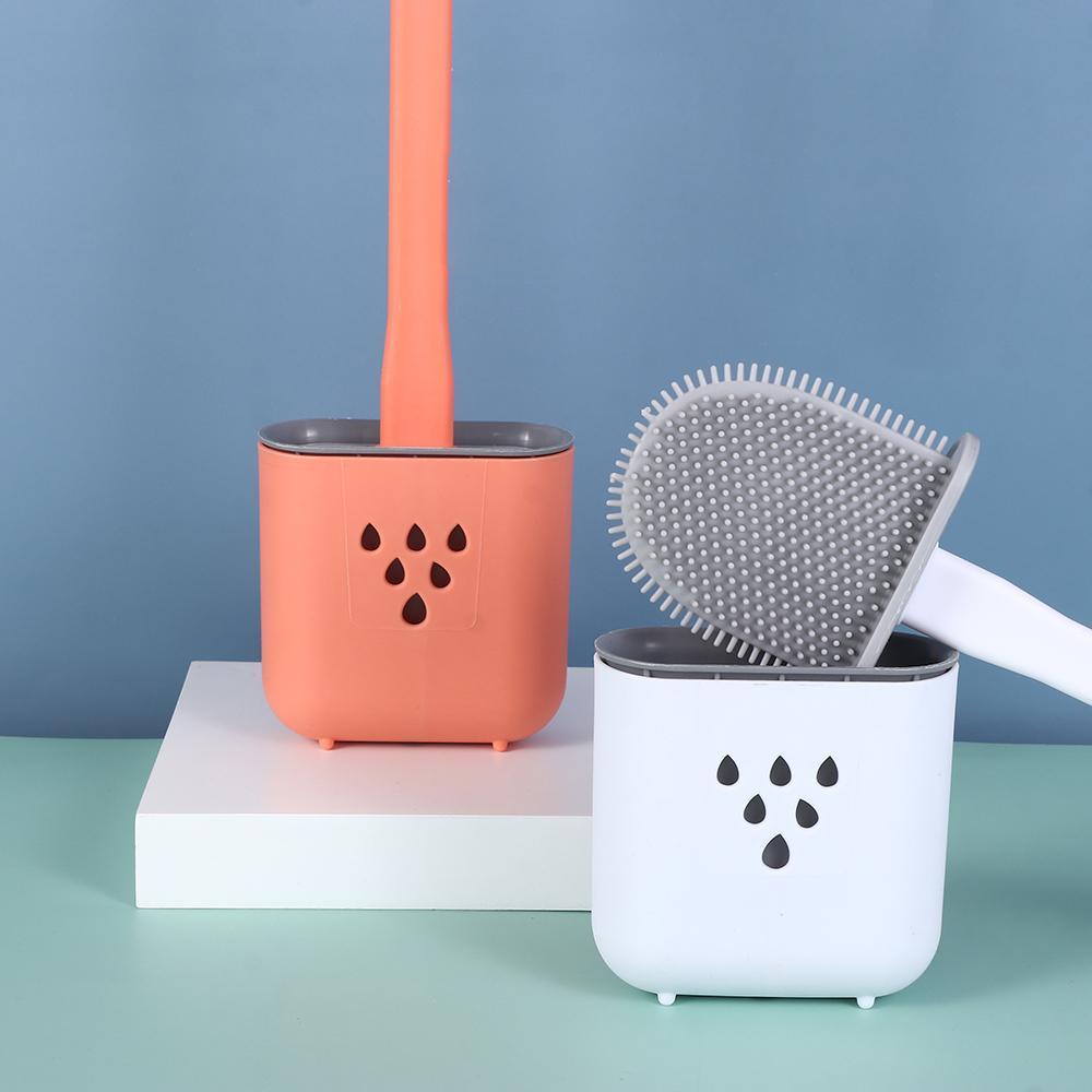 Bàn Chải Vệ Sinh Toilet Cán Dài Bằng Silicone Kèm Nắp Đậy Tiện Lợi