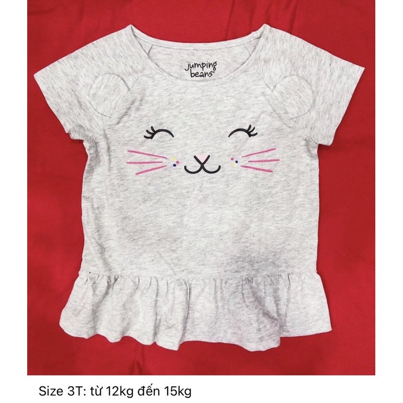 áo thun ngắn tay gắn tai cáo và tai mèo xinh xắn size 3T cho bé từ 12kg đến 16kg)