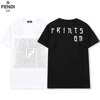 Fe Ndi Men and Women Couples Cotton Printing Short Sleeve Casual T-shirt
