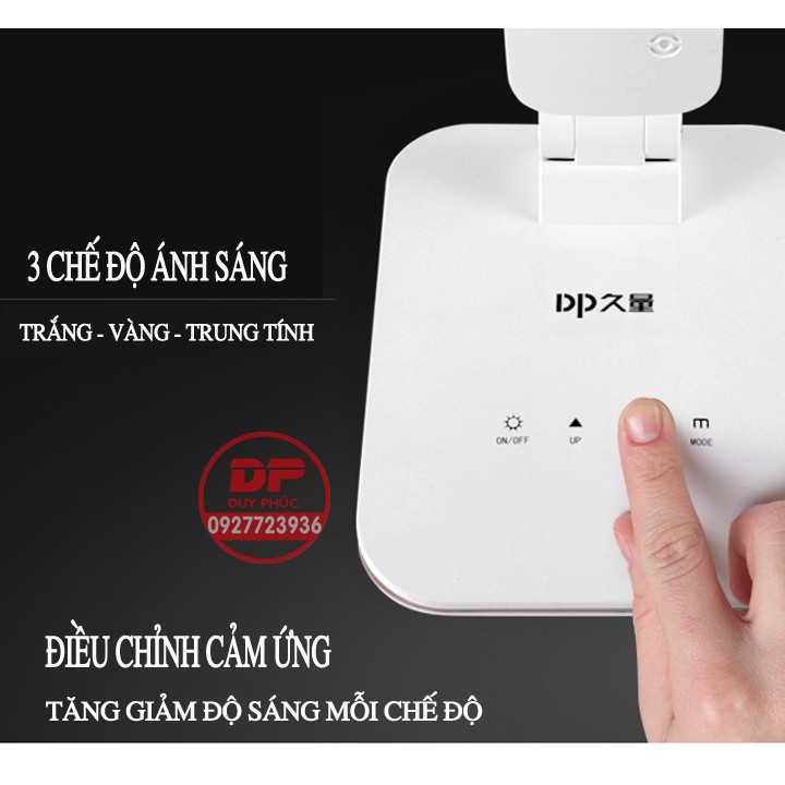 ĐÈN BÀN LED SẠC DP-J02 CAO CẤP - CHỐNG CẬN – TÍCH ĐIỆN – 3 CHẾ ĐỘ ÁNH SÁNG