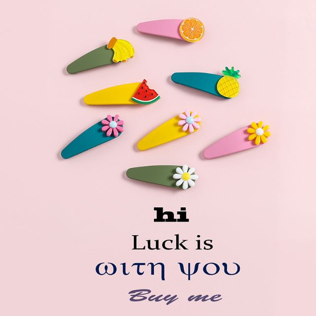 SET 2 KẸP BẤM TÓC NHÁM MÁI MÀU TRÁI CÂY