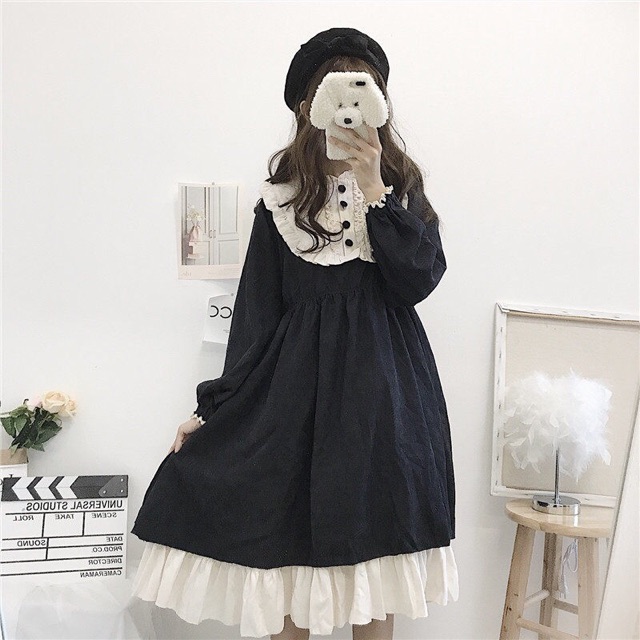 [Order] YAS0342-Váy Lolita đen cổ tròn phối ren | BigBuy360 - bigbuy360.vn