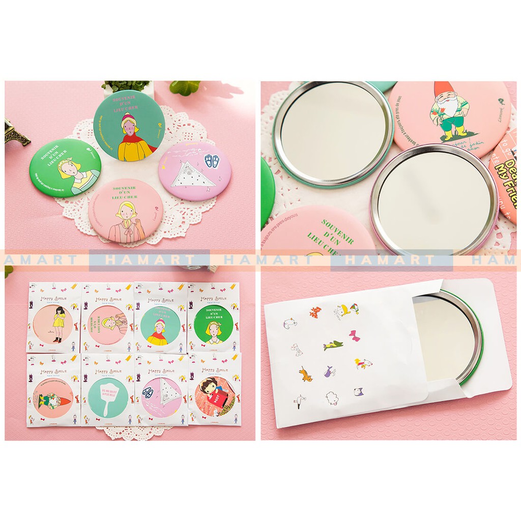 Gương Cầm Tay Mini Cute 7CM Gương Bỏ Túi Trang Điểm Hàn Quốc Đa Sắc Dễ Thương