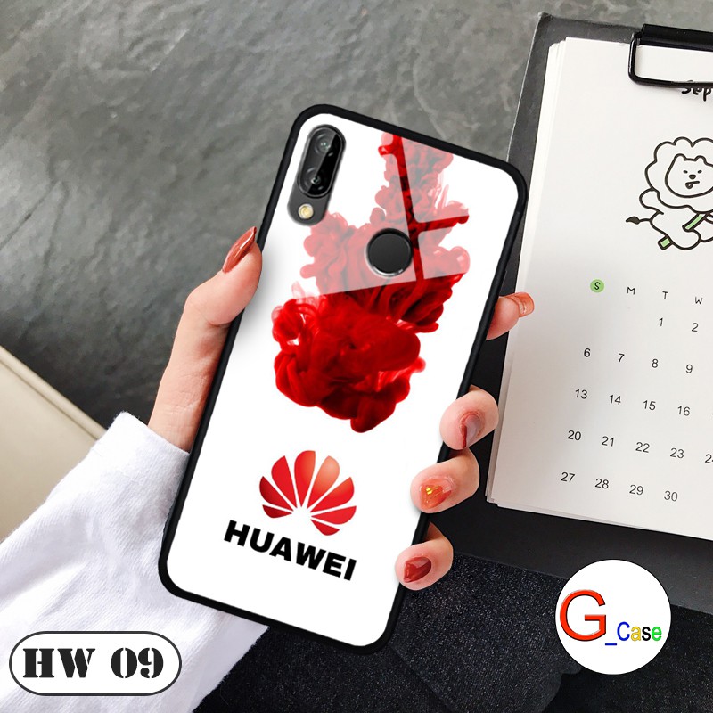 Ốp lưng Huawei Nova 3i/3e/P20 Lite-lưng kính in logo hãng điện thoại