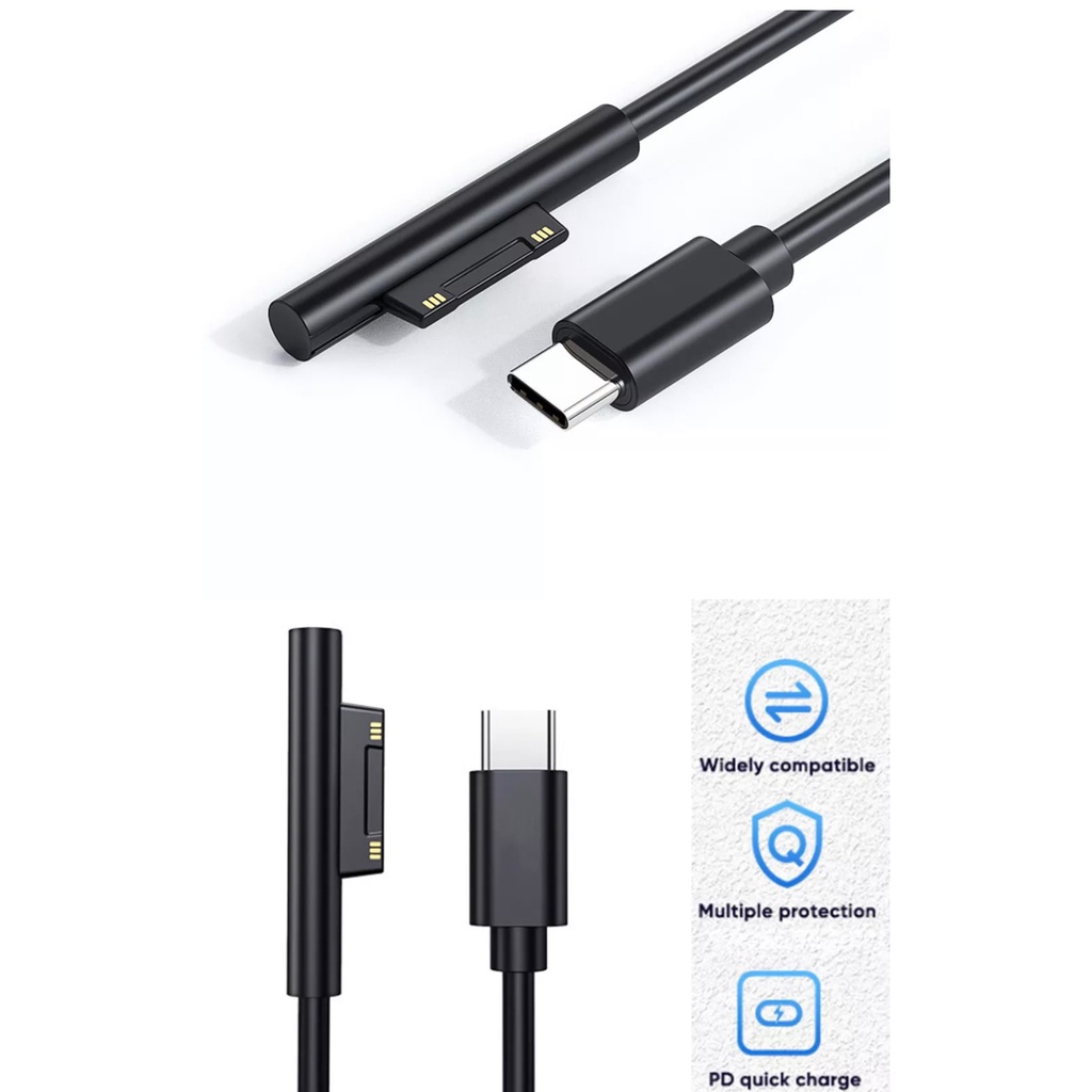 Cáp Chuyển Đổi Sạc Nhanh 3A 15V Bộ Nguồn USB Type-C Cho Microsoft Surface Pro 3 4 5 6