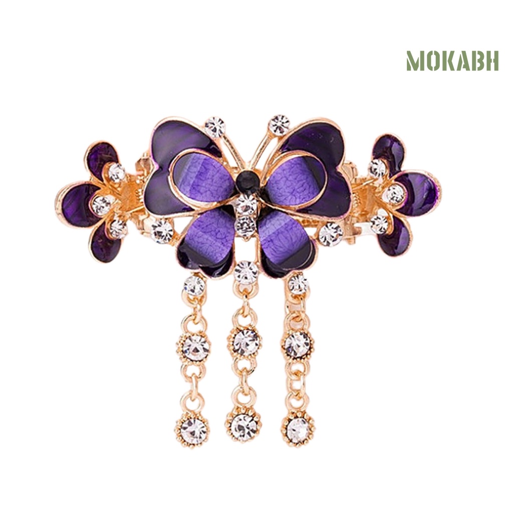 Kẹp Tóc Hình Hoa Đính Đá Lấp Lánh Phong Cách Vintage Chống Trượt Cho Nữ