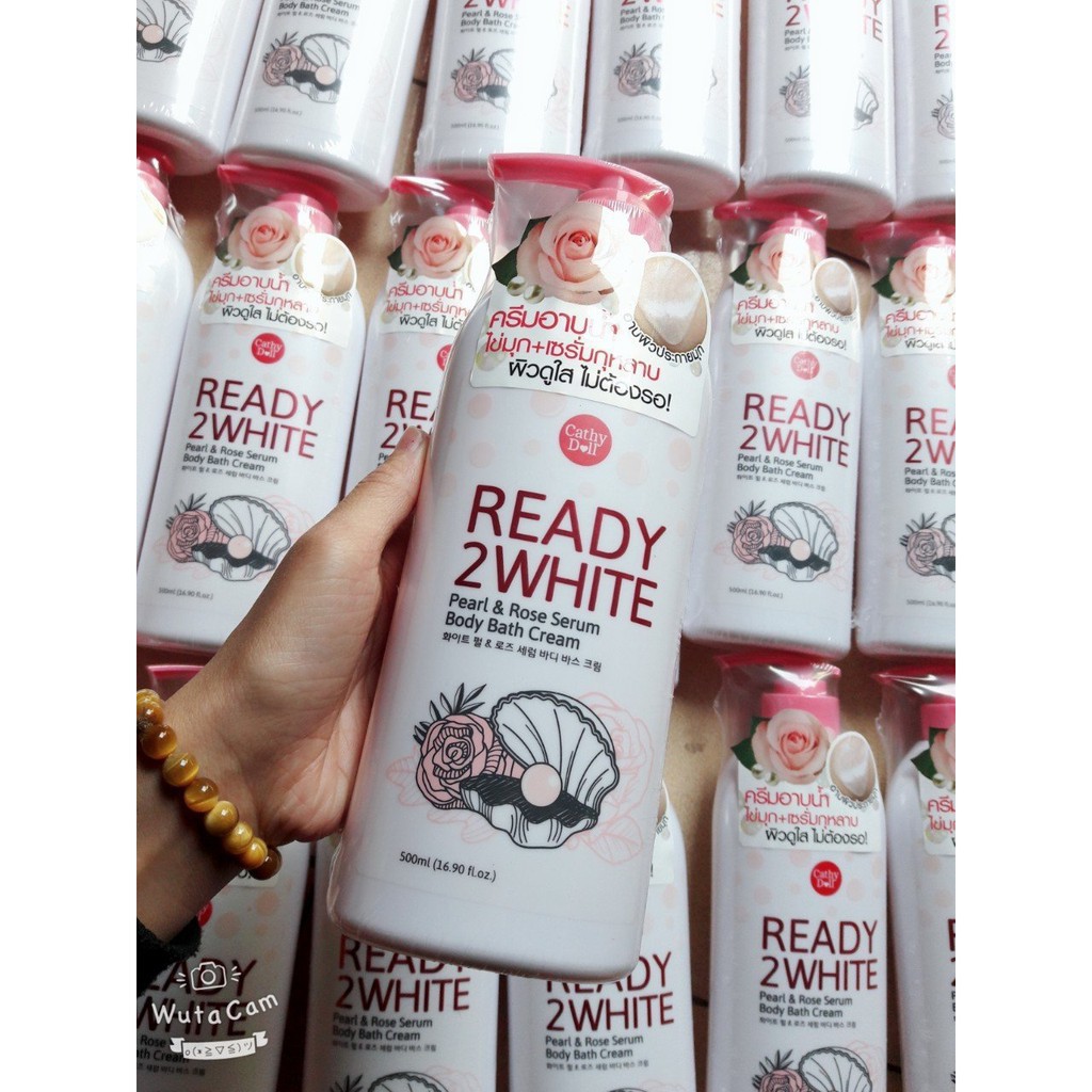 Sữa tắm trắng da Cathy Doll Ready 2 White Pearl & Rose Serum Body Bath Cream 500ml Thái Lan chính hãng