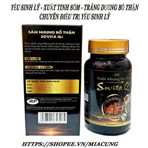 [XUẤT TINH SỚM] Sâm nhung bổ thận Sovita Q hỗ trợ ngừa xuất tinh sớm yếu sinh lý rối loạn cương dương tăng cường sinh lý | BigBuy360 - bigbuy360.vn