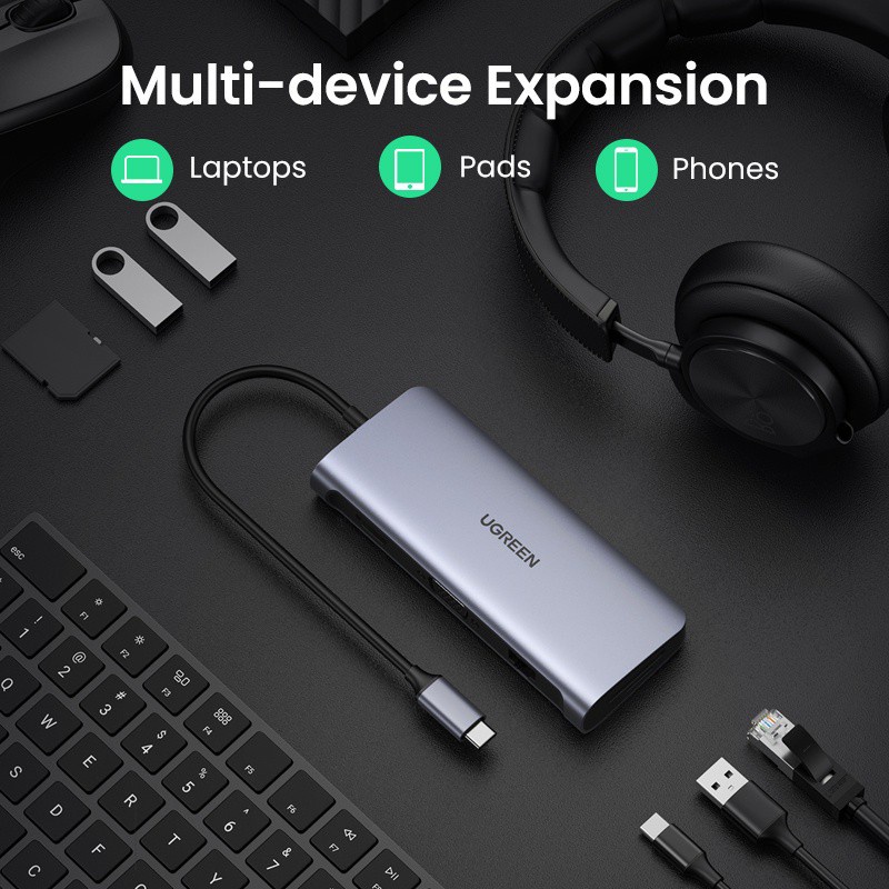 Cáp Chuyển Hub Ugreen 10 in 1 USB Type C Ra HDMI 4K Cao Cấp Ugreen 80133