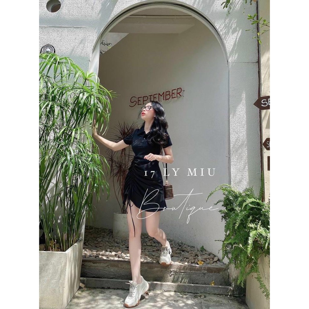 Đầm Body Dây Rút Cổ Bẻ