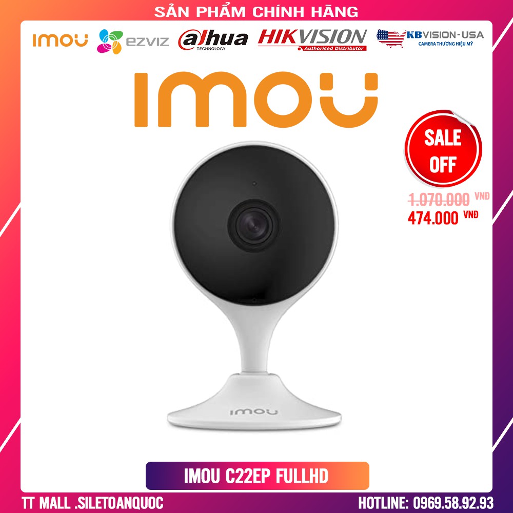 [GIÁ TỐT NHẤT] CAMERA WIFI IMOU C22EP 2MP 1080p FULLHD - CHÍNH HÃNG BH 2 NĂM