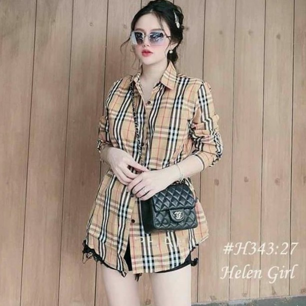 Áo sơ mi caro BB phôm rộng vải cao cấp