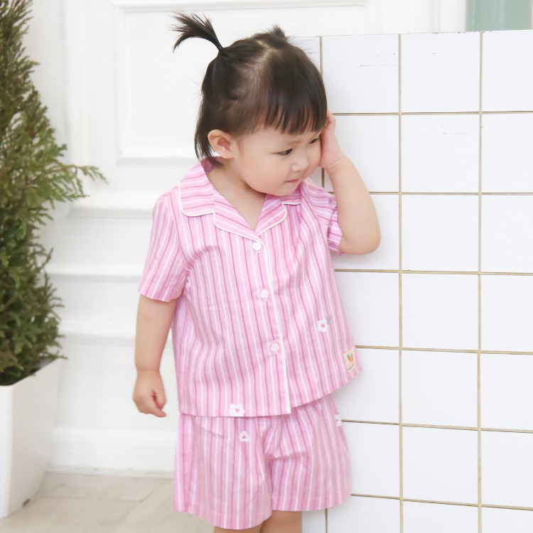 Bộ đồ bé gái CARROT, họa tiết kẻ sọc kiểu dáng pyjama và yukata thumbnail