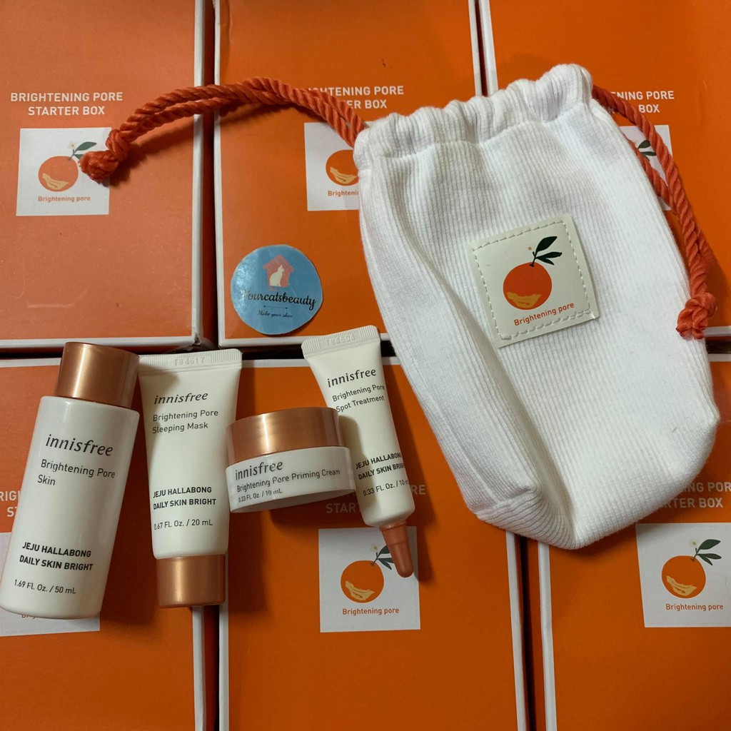 Bộ Dưỡng Trắng Da Giảm Thâm Nám Và Se Khít Lỗ Chân Lông Innisfree Brightening Pore Starter Box ( 4 sản phẩm)