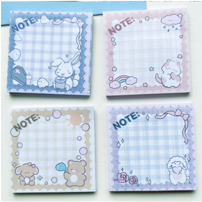 Sổ note thỏ gấu đào chó mèo N71 giấy ghi chú caro dễ thương nhiều hình
