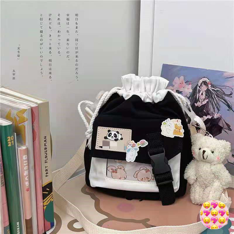 Túi đeo chéo vai bằng vải Canvas phong cách Hàn Quốc mới cho nữ