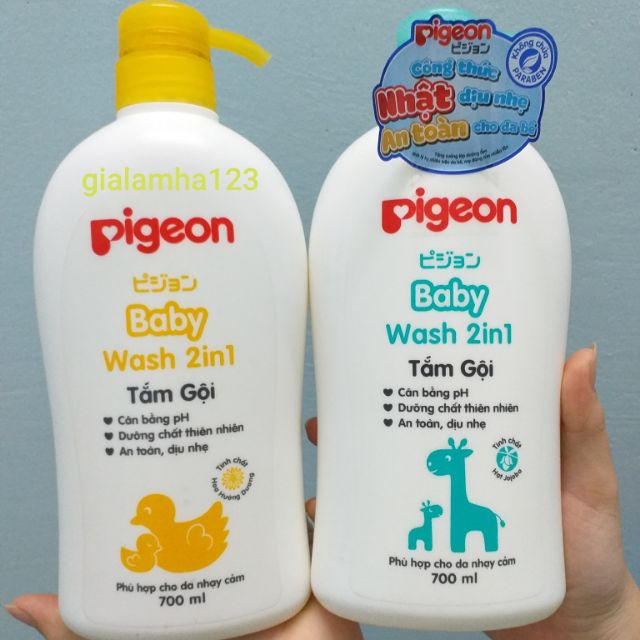(700ml) Sữa tắm gội Pigeon Baby Wash 2in1
