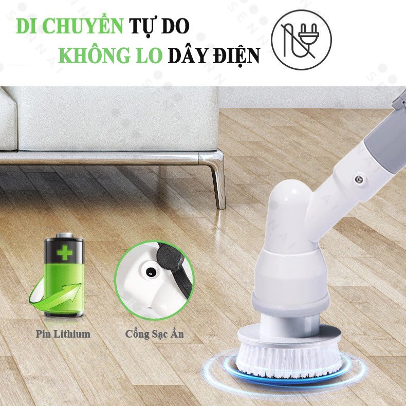 Chổi Cọ Nhà Vệ Sinh Bồn Cầu Toilet Không Dây Đa Năng Công Suất 25W Pin 4000mAh haochi
