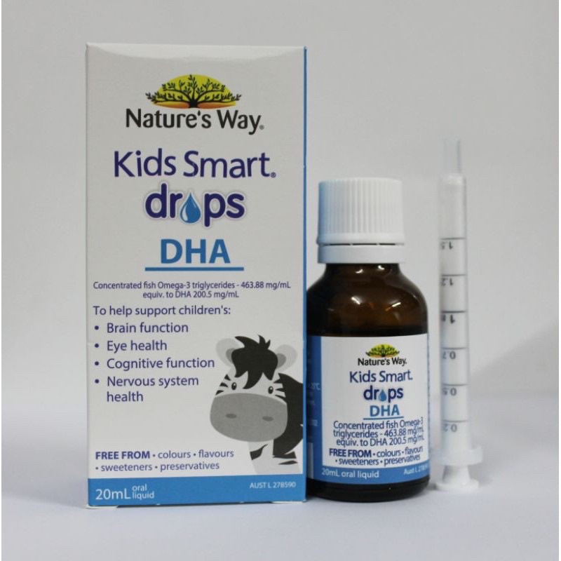 Siro thông minh Nature's Way Kids Smart Drop DHA 20ml 1m+ giúp bé sáng mắt phát triển não bộ toàn diện