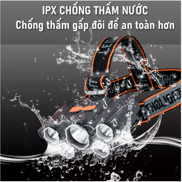 Đèn pin đội đầu siêu sáng | Đèn pha led đeo đầu | Gọn nhẹ, Chắc chắn, Ánh sáng xa, Dễ đeo thuận tiện cho các hoạt động