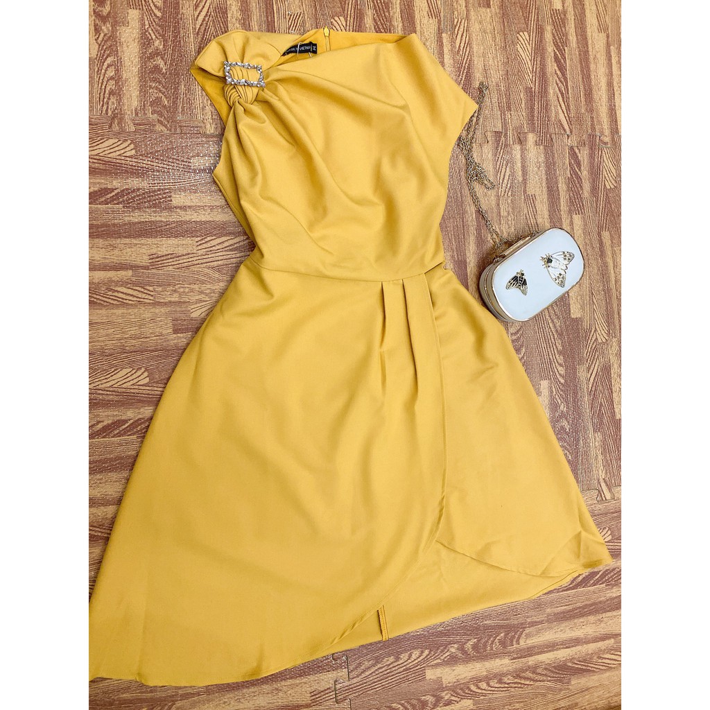 Đầm Nữ Đẹp [ảnh chụp thật] váy nữ vàng đính khuy xinh xắn D10 HALEY | BigBuy360 - bigbuy360.vn