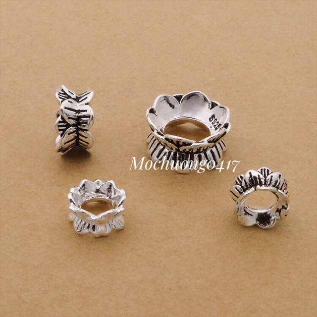 [S925] Charm bạc ốp đá hoa sen - MH328