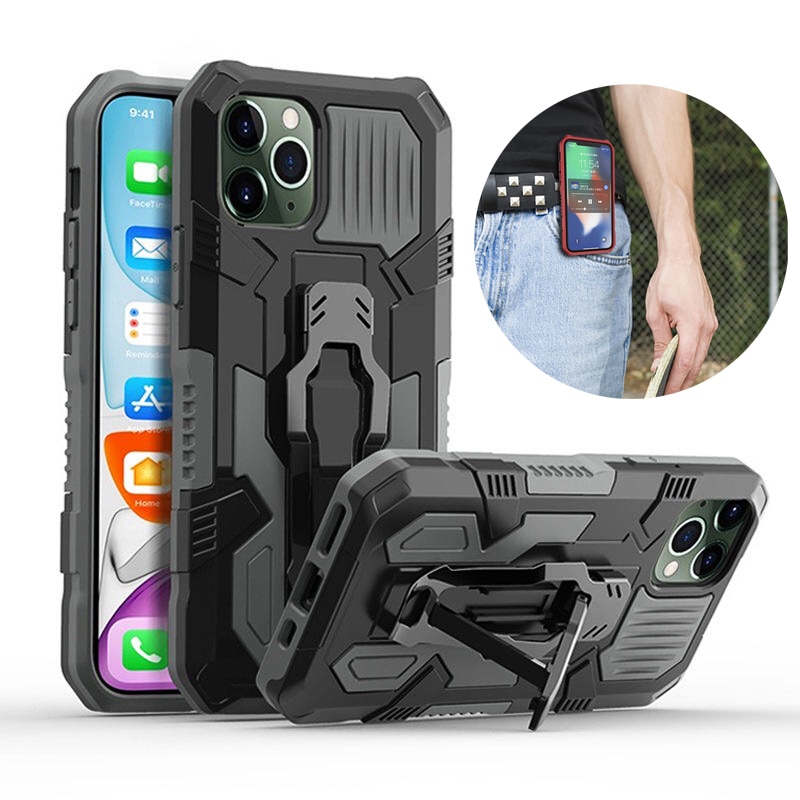 Ốp Điện Thoại Kiểu Giáp Chống Sốc Có Kẹp Thắt Lưng Cho iPhone 11 Pro Mx X XR XS Max 8 7 Plus