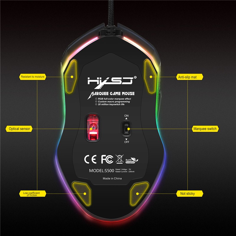 Chuột Gaming HXSJ S500 - LED 7 màu cực đẹp cực sáng