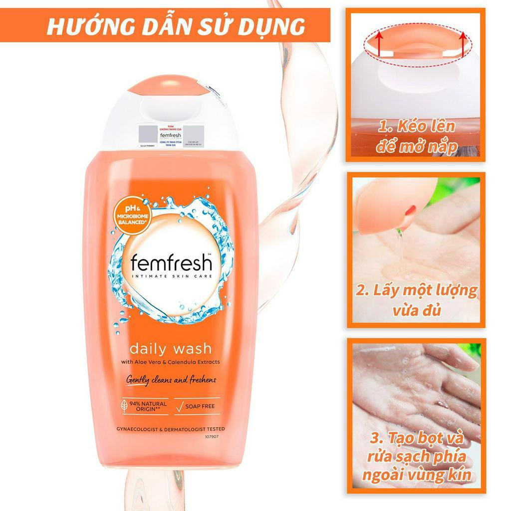 Dung Dịch Vệ Sinh Phụ Nữ Femfresh Daily Intimate Wash 250ml Anh Quốc - Làm Sạch Kháng Khuẩn Hàng Ngày