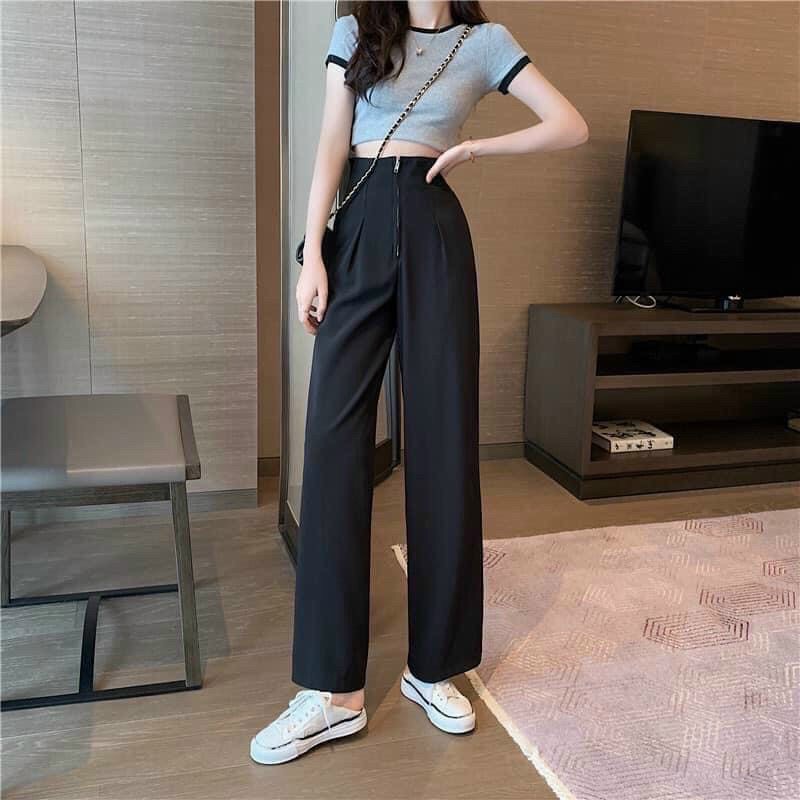 Quần ống rộng khóa trước, quần ống suông công sở | BigBuy360 - bigbuy360.vn