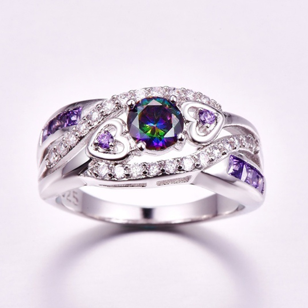 Nhẫn Đính Hôn Đính Đá Zircon Hình Trái Tim