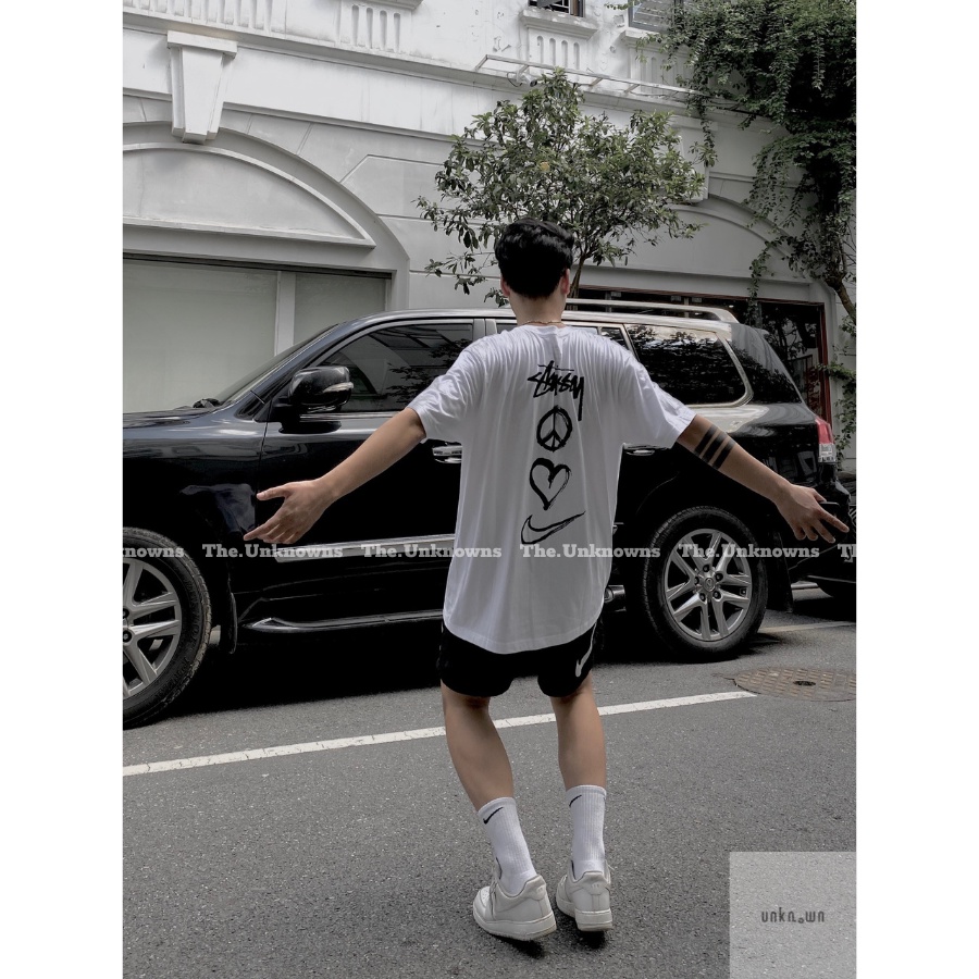 [Mirror Quaility] -Áo Tee STUSSY x N!ke Peace,Love,Swoosh,áo thun STUSSY cao cấp full túi tag