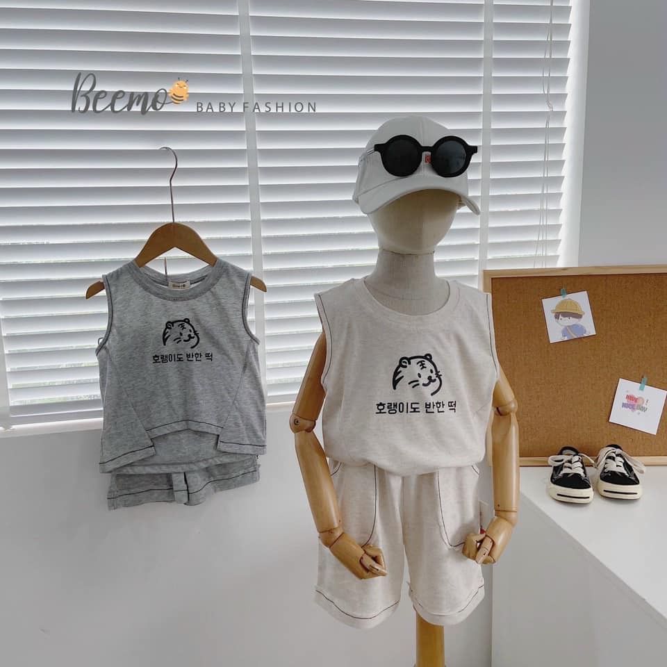 Bộ áo ba lỗ cotton hình hổ con xinh xắn cho bé trai