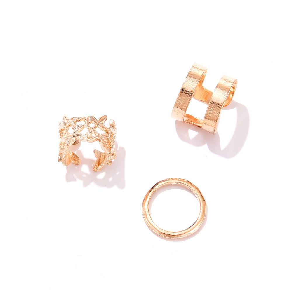 Bộ 3 chiếc nhẫn lá cây thời trang